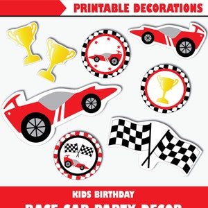 Racecar Race Car Baby Shower or Birthday Party Paper Cut-Outs /& Striped Paper Straws Die-Cut Straw Decorations 24 Ct Let/'s Go Racing