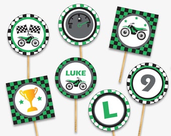 Motorcycle Cupcake Toppers - Printable Motocross Party Toppers, Dirt Bike Birthday Decorations for a Motorcycle Party (Instant Download)