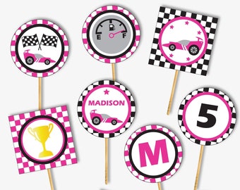 Race Car Cupcake Toppers - Printable Race Car Party Toppers, Race Car Birthday, Racing Party or Go Kart Birthday Supplies (Instant Download)