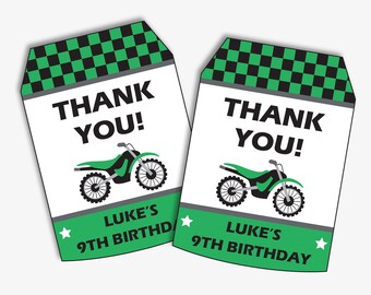 Motocross Party Thank You Tags - Printable Favor Tags for a Dirt Bike Birthday, Thank you Labels for a Motorcycle Party (Instant Download)