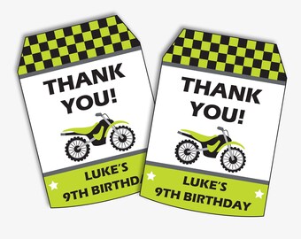 Motorcycle Party Thank You Tags - Printable Favor Tags for a Dirt Bike Birthday, Thank you Labels for a Motocross Party (Instant Download)