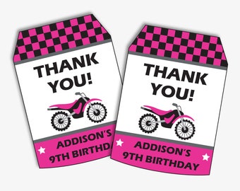 Dirt Bike Party Thank You Tags - Printable Favor Tags for a Motocross Birthday, Thank you Labels for a Motorcycle Party (Instant Download)