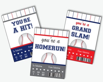 Baseball Valentine Cards for Kids - Printable Valentine's Day Cards for School, Personalized Classroom Card Templates (Instant Download)