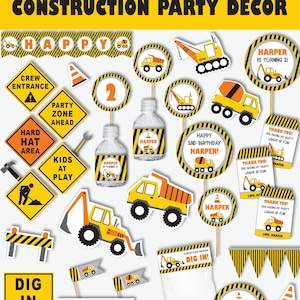 Construction Party Decorations, Printable Construction Birthday Theme Decor, Under Construction First Birthday Supplies Instant Download image 1