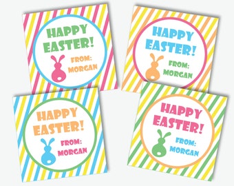 Easter Gift Tags - Printable Easter Labels, Personalized Easter Tags for Classmates, Happy Easter School Tags for Kids (Instant Download)