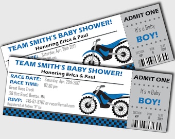 Motorcycle Baby Shower Invitation - Dirt Bike Baby Shower Invitation - Motocross Baby Shower invitation - Ticket invites (Instant Download)