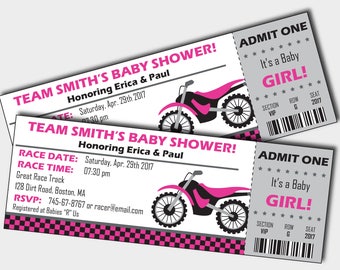 Motocross Baby Shower invitation - Motorcycle Baby Shower Invitation - Dirt Bike Baby Shower Invitation - Ticket invites (Instant Download)