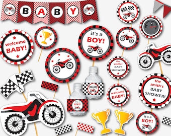 Motocross Baby Shower - Motorcycle Baby Shower - Dirt Bike Baby Shower - Baby Shower Decor - Printable Baby Shower (Instant Download)