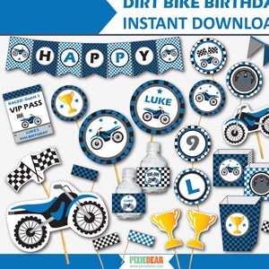 Motocross Birthday Motorcycle Party Dirt Bike Birthday Motocross Decor Dirtbike Party Motorcycle Party Printable Instant Download image 1