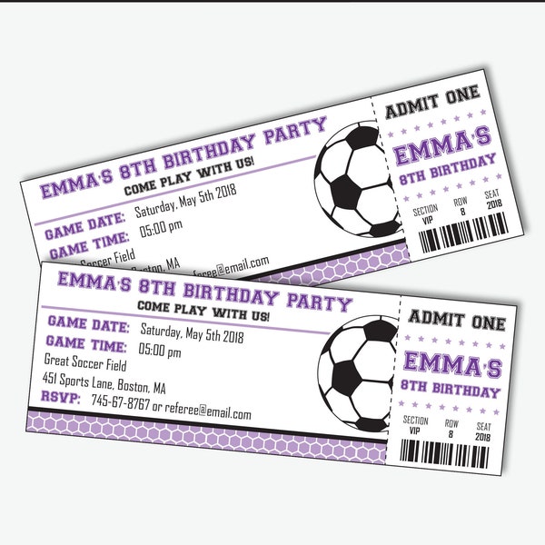 Girl Soccer Party Invitation - Girl Soccer Birthday Invitation - Soccer Invitation - Soccer Ticket Invitation - Printable (Instant Download)