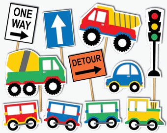 Transportation Cutouts - Printable Transportation Birthday Cutouts, Cake Toppers and Signs for a Transportation Party (Instant Download PDF)