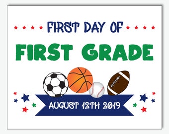 Back to School Sign, Printable First Day of School Sign, Editable Sports Sign, Reusable Sign Template (Instant Download Digital PDF)