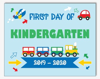 First Day of Kindergarten Sign, Printable Back to School Sign, Reusable Sign, Digital Transportation Sign (Instant Download Editable PDF)