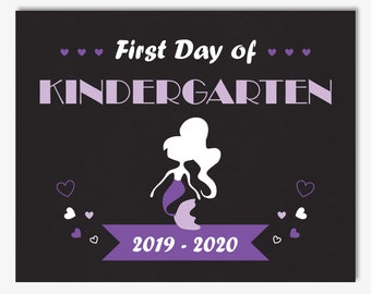 Printable First Day of Kindergarten Sign, Mermaid Back to School Sign, Editable Chalkboard Sign, Kids Reusable Sign (Instant Download PDF)