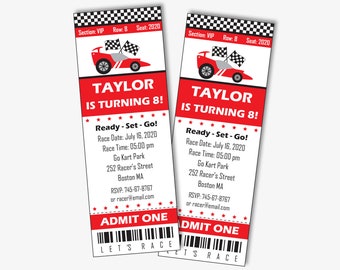 Race Car Invitation - Printable Race Car Birthday Invitation, Ticket Invitation for a Racing Birthday or Go Kart Party (Instant Download)