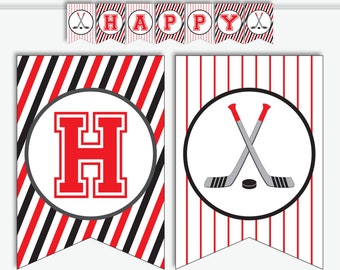 Hockey Banner - Printable Hockey Birthday Banner, Personalized Hockey Party Banner for Kids, Hockey Baby Shower Banner (Instant Download)