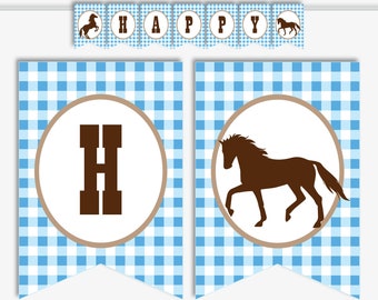 Horse Party Banner - Printable Horse Birthday Banner, Custom Party Banner for a Pony Birthday, Horse Party Garland (Instant Download PDF)