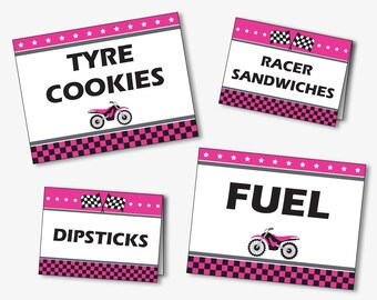 Motocross Party Food Labels - Printable Decorations for a Motorcycle Baby Shower, Food Cards for a Dirt Bike Birthday (Instant Download)