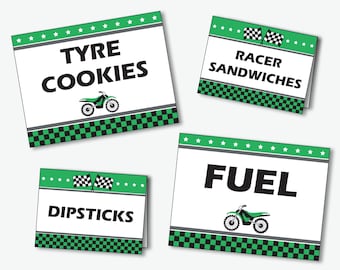 Dirt Bike Birthday Food Labels - Printable Decorations for a Motocross Baby Shower, Food Cards for a Motorcycle Birthday (Instant Download)