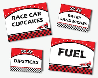 Race Car Party Food Tent Cards - Food Tents - Food Label Cards - Buffet Signs - Race Car Birthday - Racing Party (Instant Download)