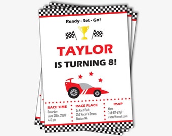 Race Car Birthday Invitation, Printable Racing Birthday Invitation for a Go Kart Party, Car Party Invitation for Kids (Instant Download)