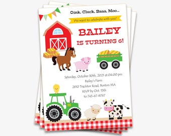 Farm Birthday Invitation - Printable Farm Party Invitation for a Barnyard Birthday Bash, Farmhouse Invitation for Kids (Instant Download)