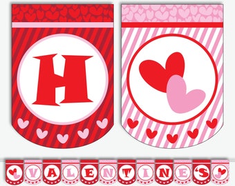 Valentines Day Banner - Valentines Day Heart Banner - Valentines Day Printable Banner - Valentines Day Heart Garland (Instant Download)
