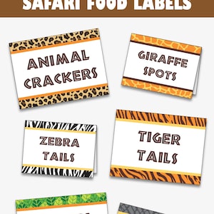 Safari Food Labels - Printable Safari Party Food Tent Cards for a Baby Shower or a Jungle Birthday, Safari Birthday Decor (Instant Download)