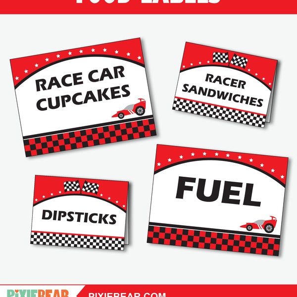 Race Car Party Food Tent Cards - Food Tents - Food Label Cards - Buffet Signs - Race Car Birthday - Racing Party (Instant Download)