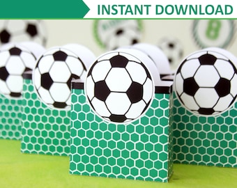 Soccer Favor Box, Printable Party Bags, Goodie Bags, Treat Boxes or Gift Boxes for a Soccer Birthday Party or a Team Game (Instant Download)