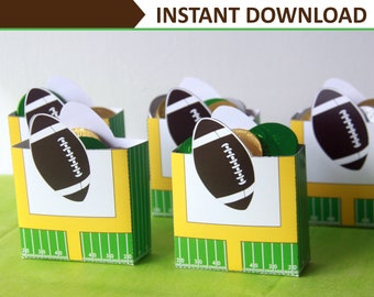 Football Favor Box - Printable Party Bag, Goodie Bag, Gift Box or Treat Box for a Football Birthday or a Super Bowl Party (Instant Download)