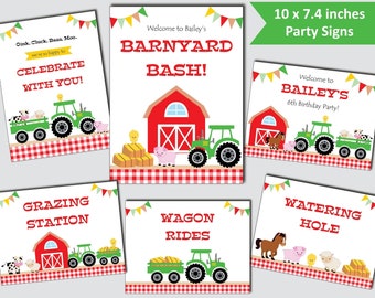 Farm Birthday Signs - Printable Farm Party Decorations, Barnyard Party Decorations, Editable Welcome Party Signs for Kids (Instant Download)