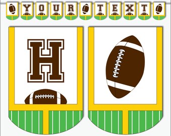 Football Party Banner - Printable banner for a Football birthday, baby shower, Tailgate party or Superbowl (Instant Download Editable PDF)