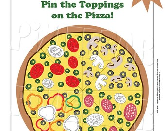 Pizza Party Game - Printable Pizza Birthday Game, Pin the Toppings on the Pizza, Pizza Birthday Party Supplies for Kids (Instant Download)