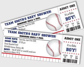 Baseball Baby Shower Invitations - Baseball Baby Shower Ticket invitations - Baseball Baby Shower Invites - Printable (Instant Download)