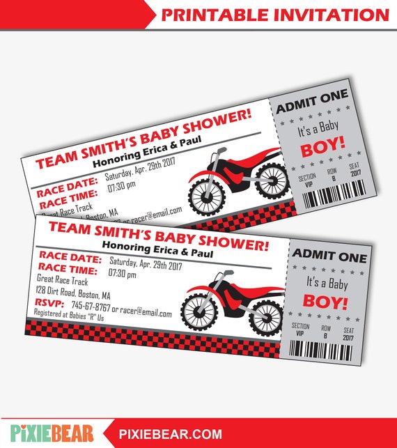 Dirt Bike Baby Shower Invitation - Motocross Baby Shower invitation - Motorcycle Baby Shower Invitation - Ticket invites (Instant Download) Il_570xn