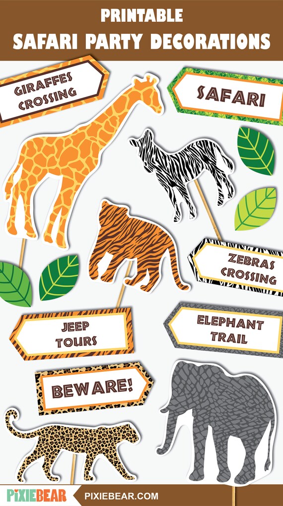 Safari Cutouts Printable Safari Birthday Cutouts Safari Party Signs 