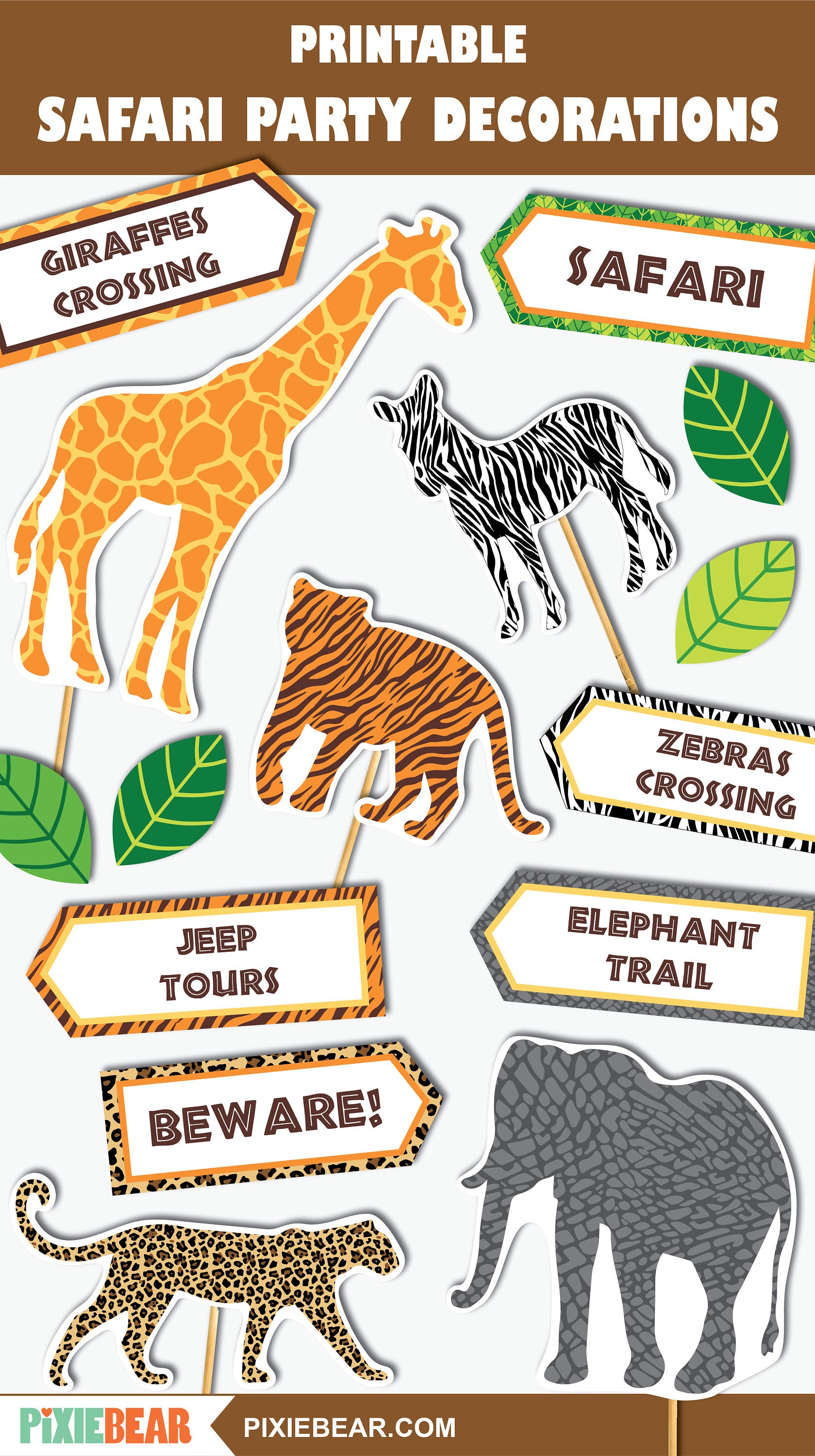 Safari Signs Printable Safari Birthday Cutouts Safari Party Etsy