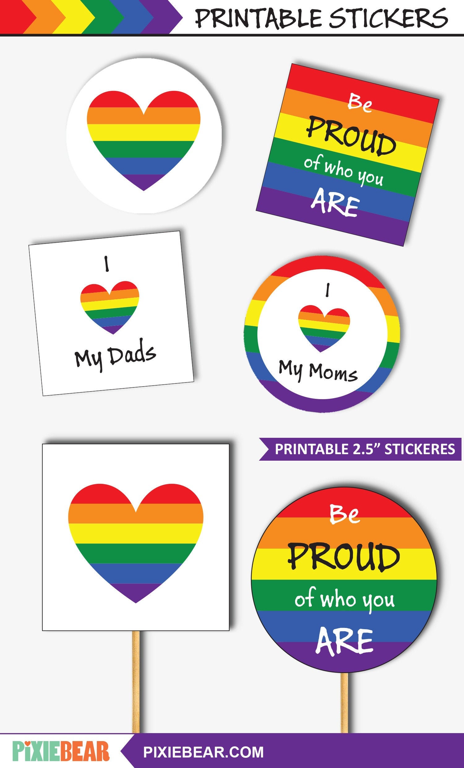Pride Printable Stickers for LGBT Kids Gay Pride Sticker Etsy