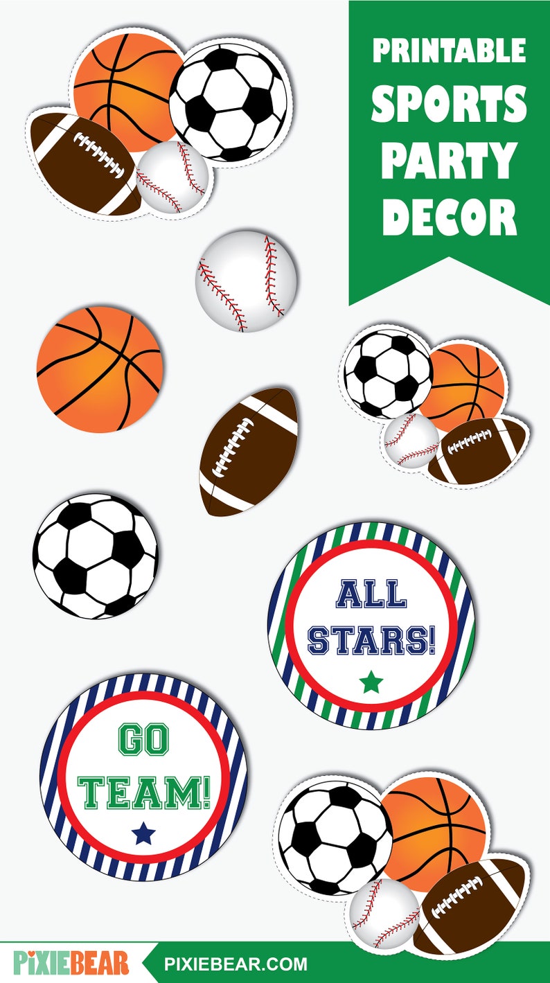 Sports Birthday Decorations Printable Sports Party - Etsy