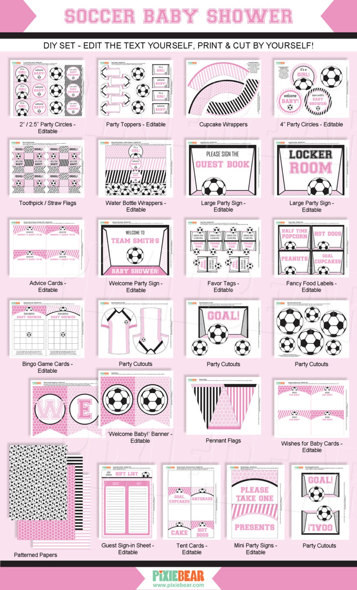 Soccer Baby Shower for Girl Pink Baby Shower Soccer Baby Etsy