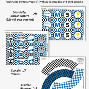 Race Car Cupcake Toppers, Printable Race Car Party Decorations, Race ...