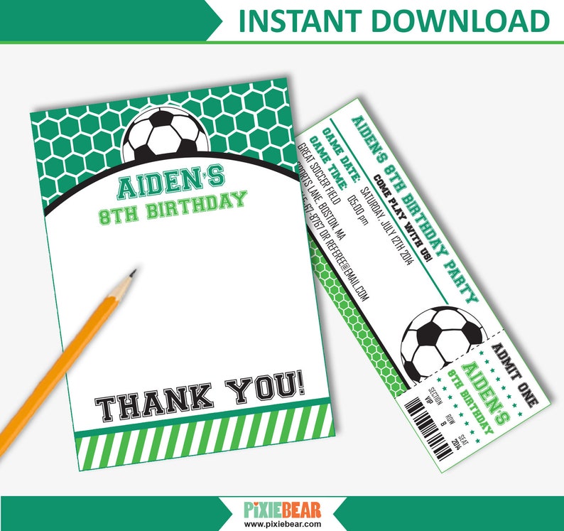 Soccer Party Invitation Soccer Birthday Invitation Soccer Invitation Soccer Ticket Invitation Printable Instant Download image 4