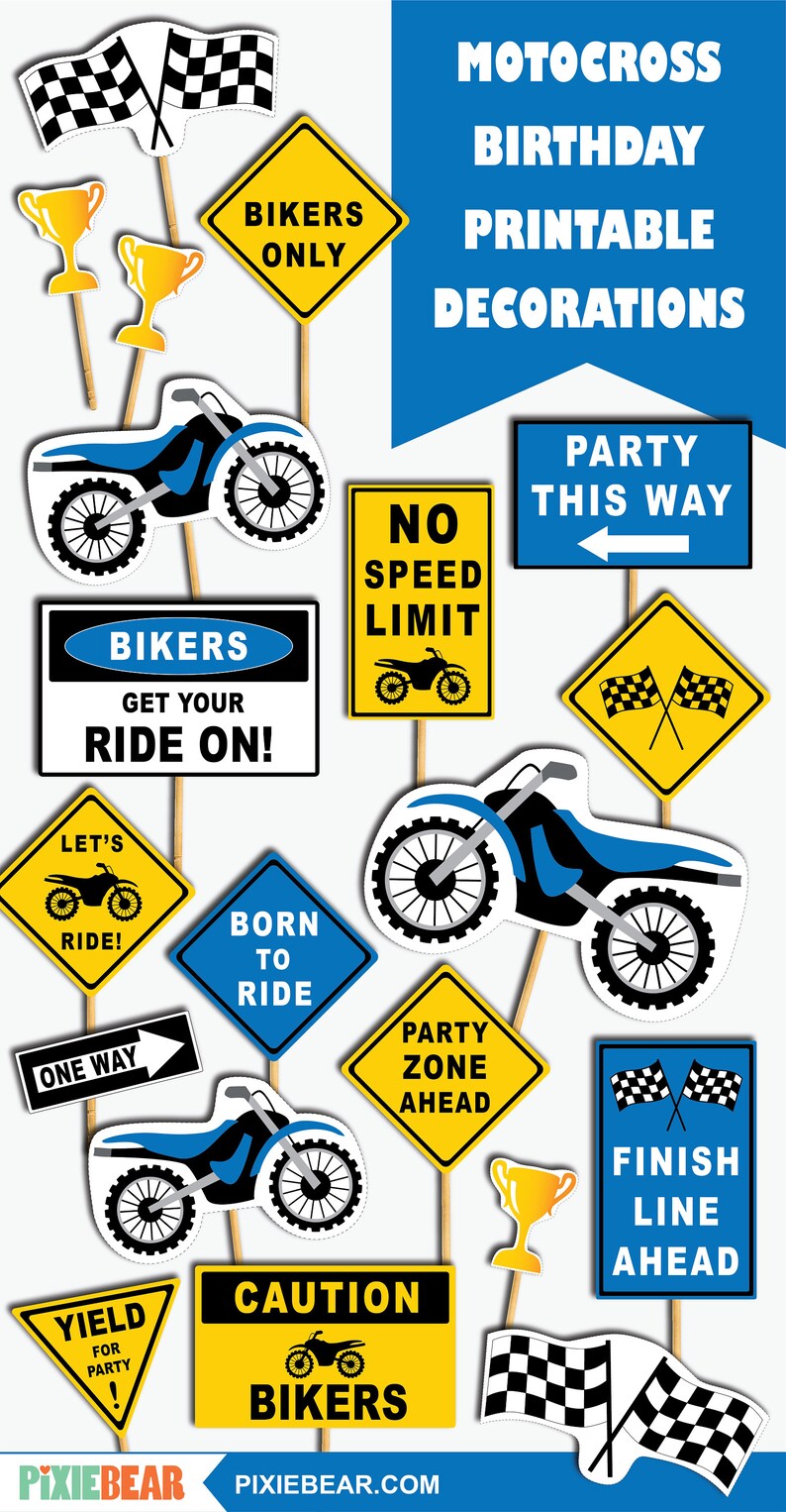 Dirt Bike Birthday Decoration Printable Motocross Party - Etsy