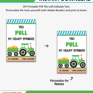 Tractor Valentine Cards for Kids Printable Valentine's - Etsy