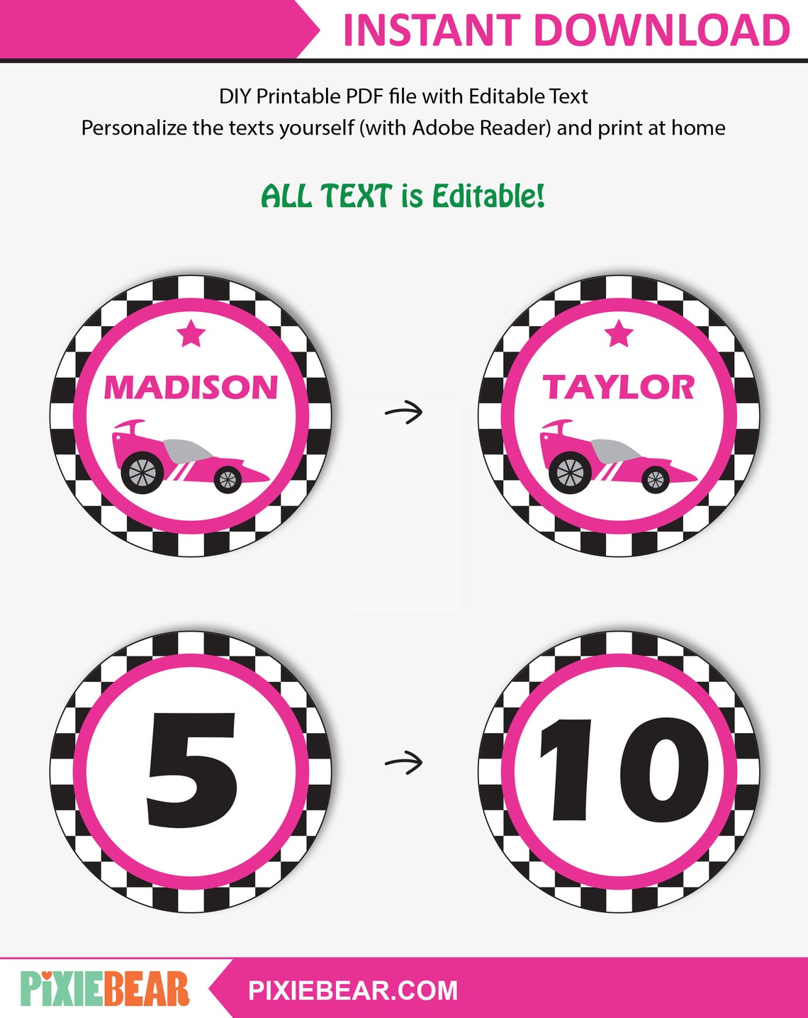 Race Car Cupcake Toppers Printable Race Car Party Toppers - Etsy