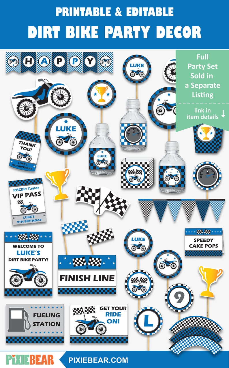 Dirt Bike Birthday Decoration Printable Motocross Party - Etsy