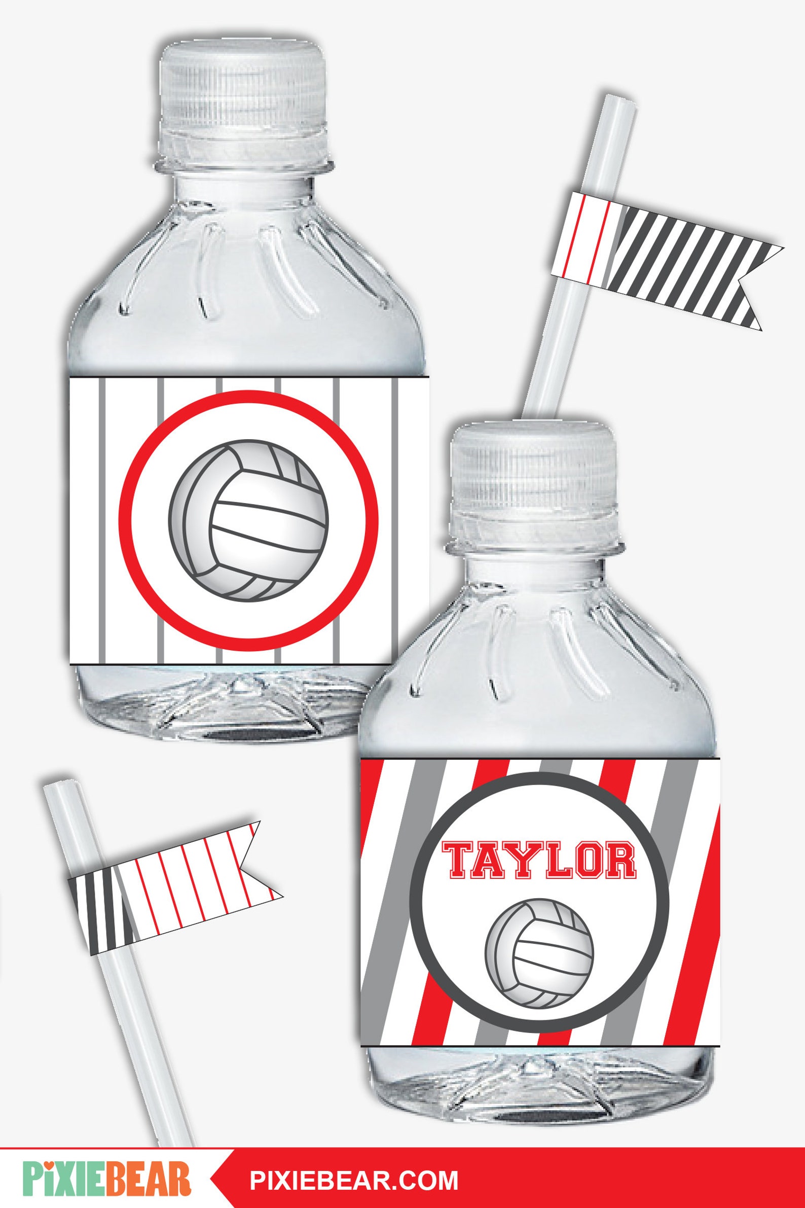 Volleyball Water Bottle Labels Water Bottle Wrappers Etsy