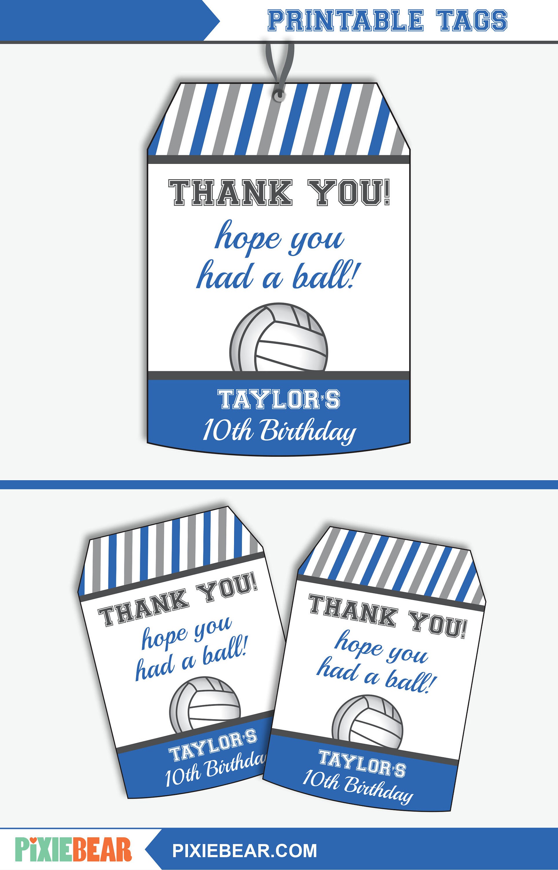 Volleyball Tag Volleyball Favor Tags Volleyball Birthday Etsy
