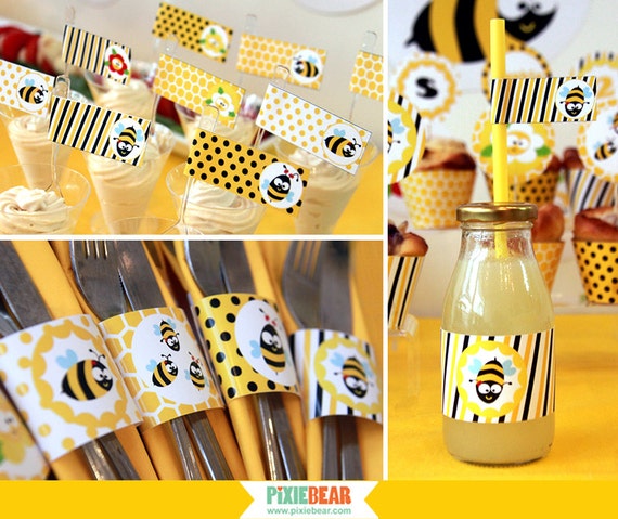 Bee Water Bottle Labels Bumble Bee Birthday Bumble Bee Party